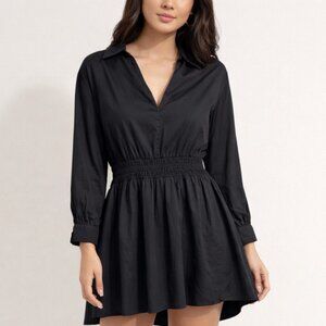 ZARA Black Peplum Smocked Waist Mini Dress